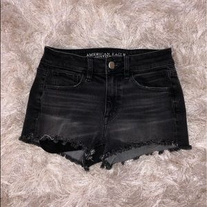 Black denim shorts